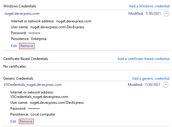 Remove Windows and NuGet Credentials
