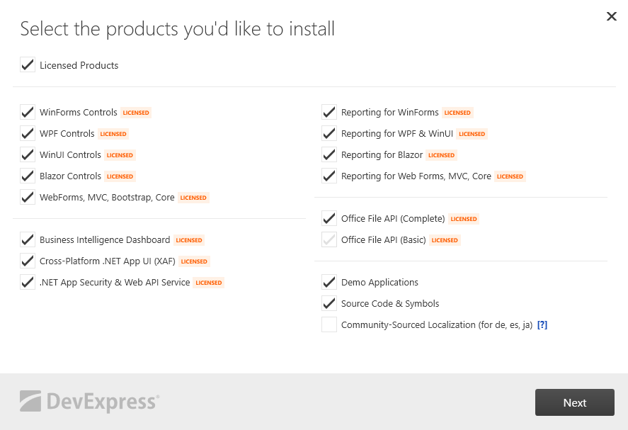 select-product-to-install-dialog