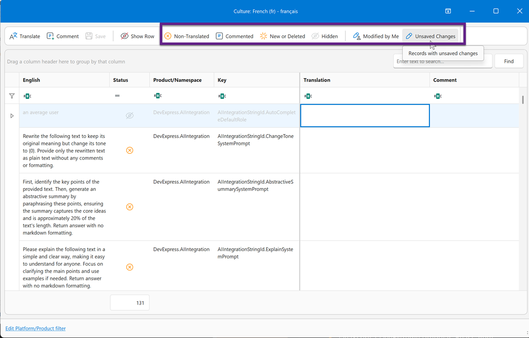 Localization Tool - Grid Filter Buttons, DevExpress