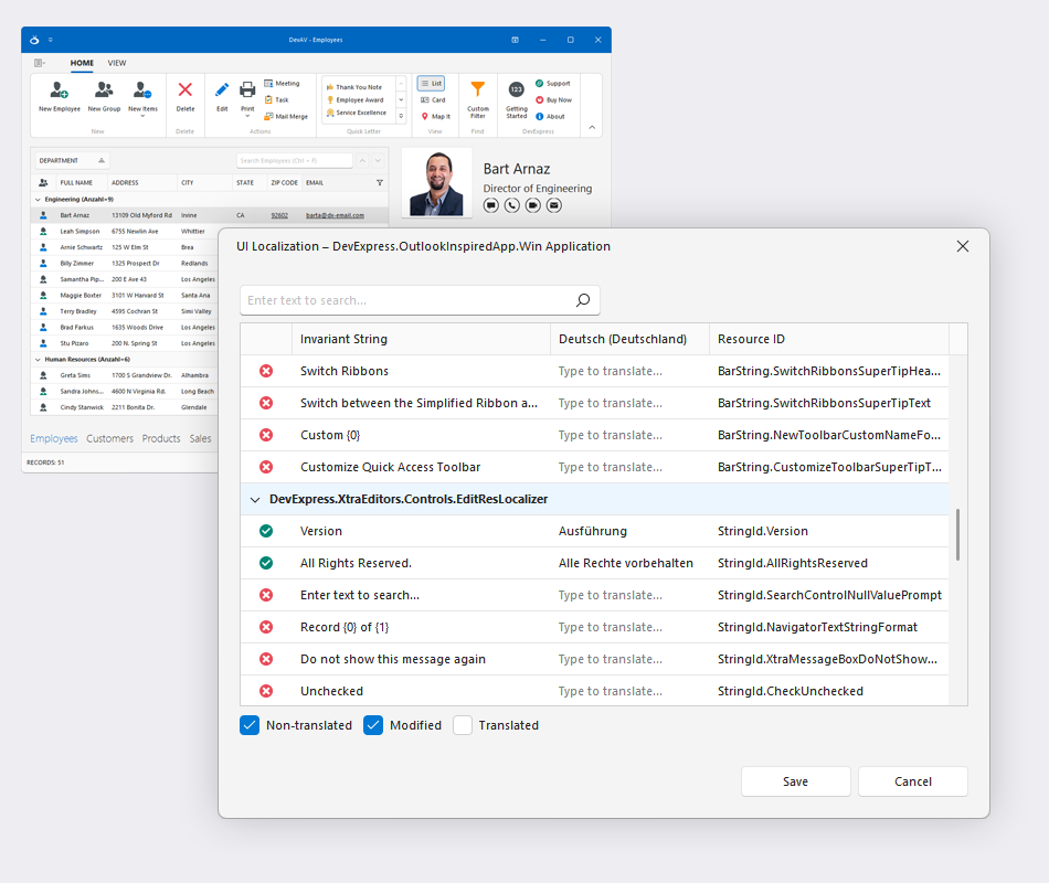 UI Localization Client Attached to a WinForms App