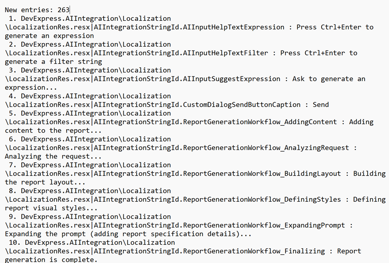 Localization Tool - database Update Log, DevExpress