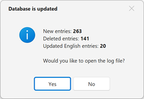 Localization Tool - Database Update Dialog, DevExpress