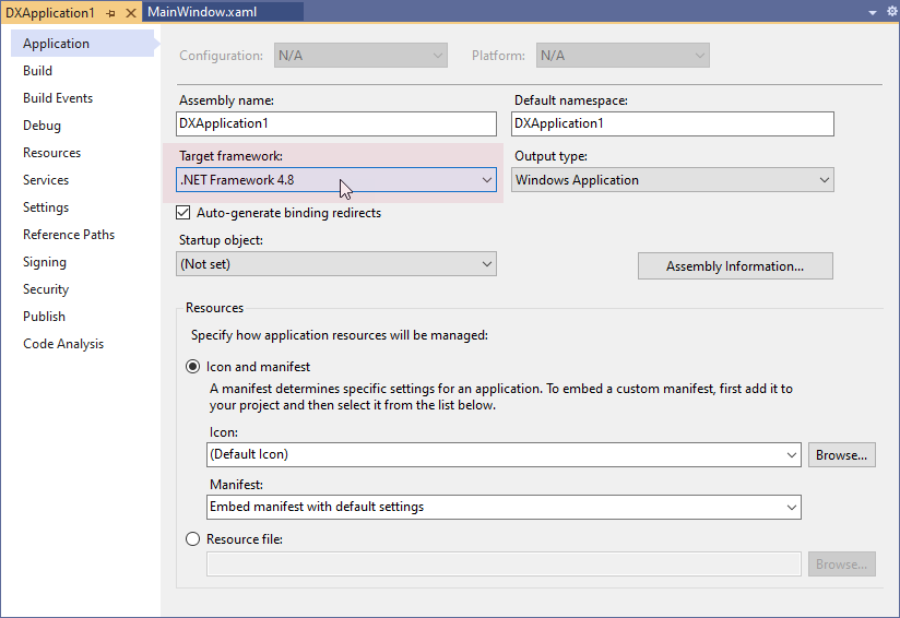 vs toolbox target framework