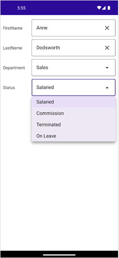 MAUI Data Form - Combo box item