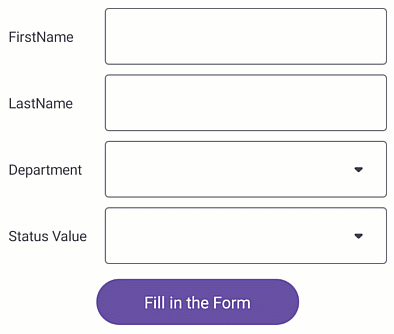 DevExpress DataForm for MAUI is filled in on a button tap