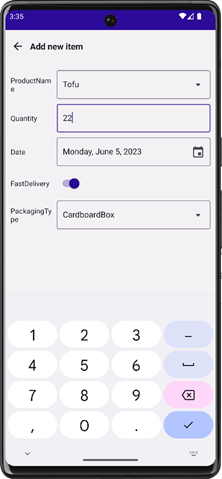 DevExpress DataGridView for MAUI - Default form for creating new item