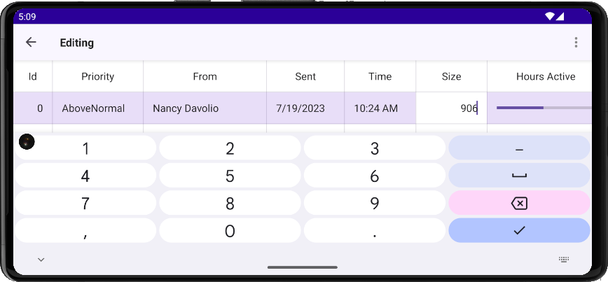 DevExpress DataGridView for MAUI - In-place editing