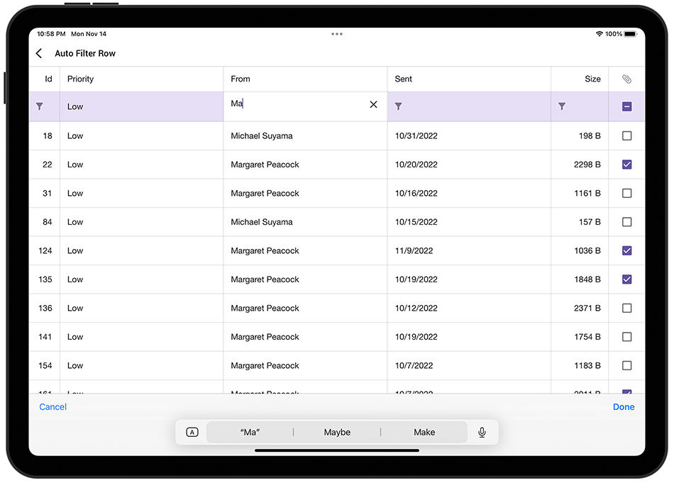DevExpress Data Grid for .NET MAUI - Filtering