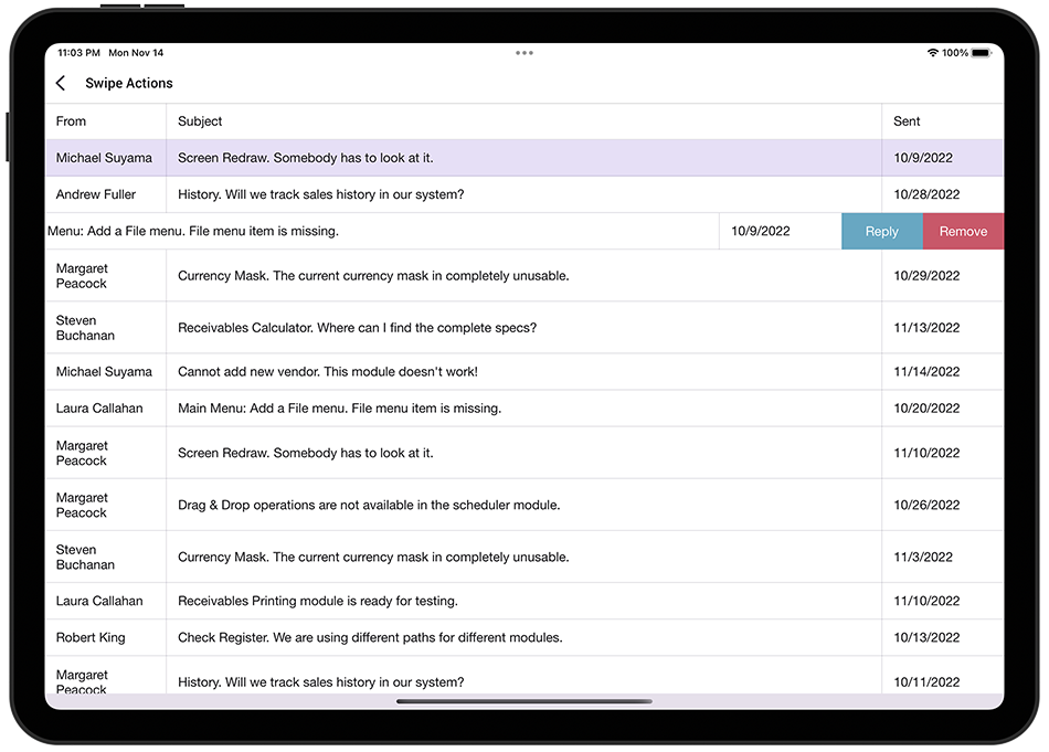 DevExpress Data Grid for .NET MAUI - Swiping