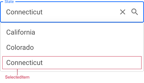 DevExpress AutoCompeteEdit for MAUI - Selected item