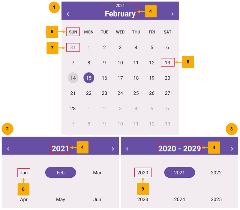 DevExpress Calendar for .NET MAUI - Views and Visual Elements