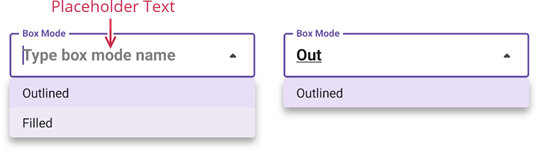 Combo box placeholder text