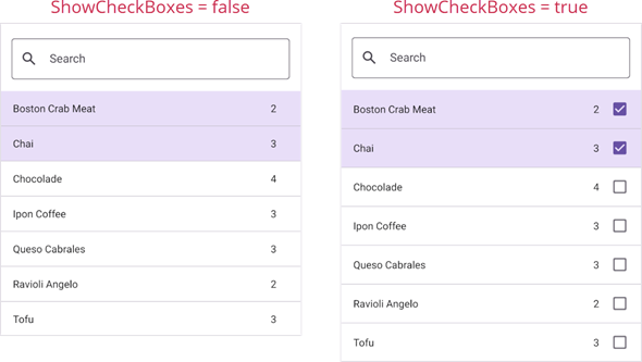 DevExpress Filtering UI for MAUI - Show check boxes in a filter list