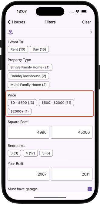 DevExpress Filtering UI for MAUI - Checked chip group