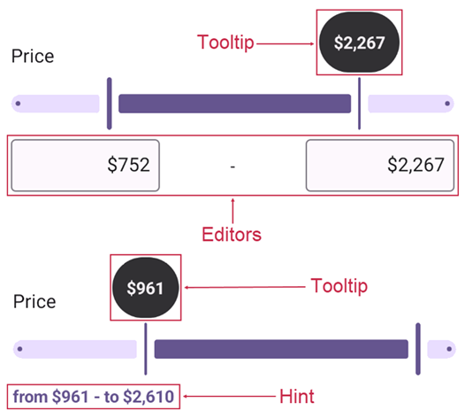 DevExpress Filtering UI for MAUI - Range Slider Display Format