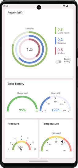 DevExpress Gauges for .NET MAUI - Smart home dashboard