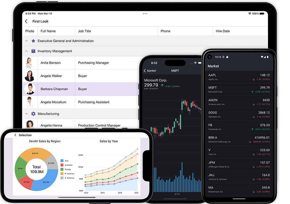 devexpress xamarin two grids