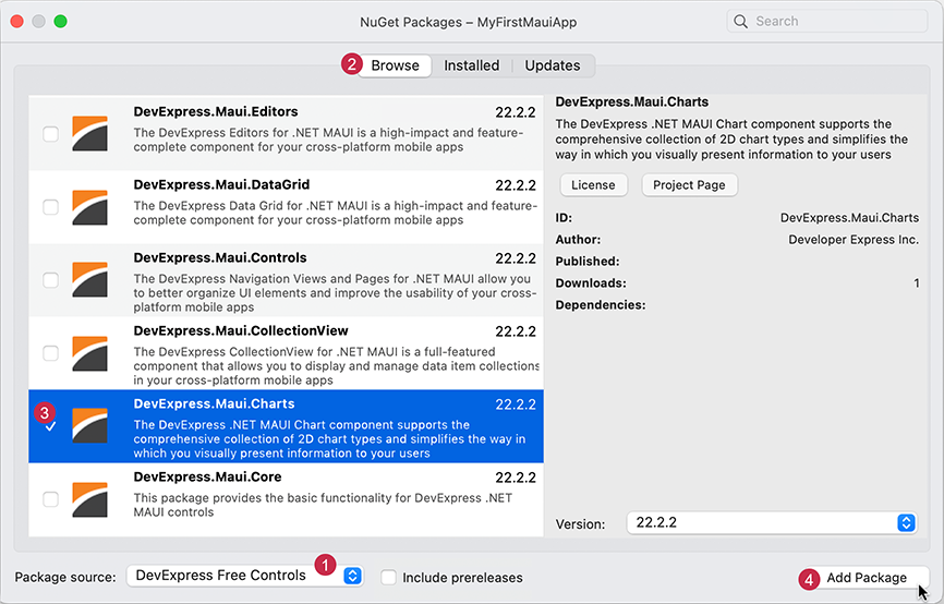 Visual Studio for Mac - Install Package