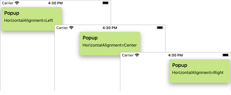 DevExpress Popup for MAUI - Horizontal Alignment