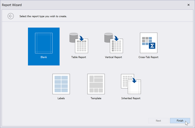 DevExpress Reporting and .NET MAUI PDF viewer - Select the blank report type