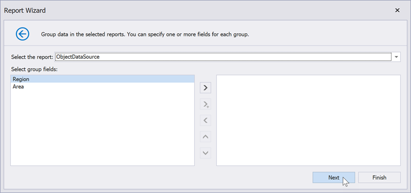 DevExpress Reporting and .NET MAUI PDF viewer - Report wizard - Skip grouping options