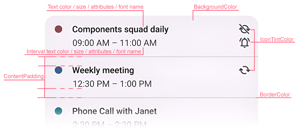 Agenda View - Appointment Elements