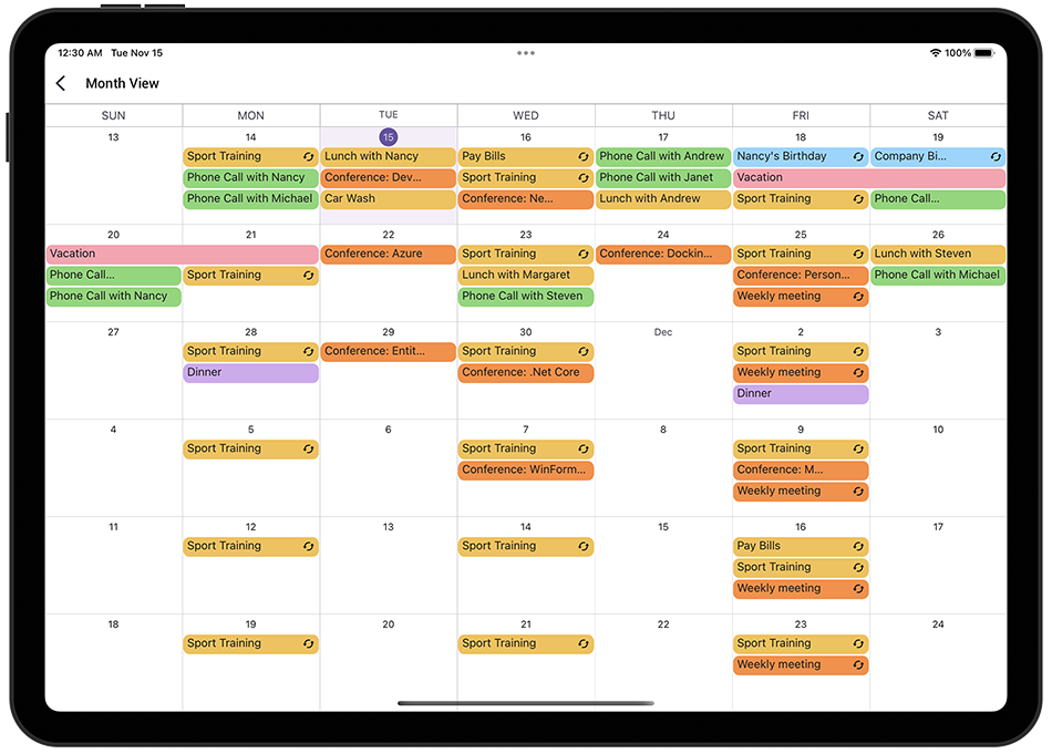 [DevExpress Scheduler for .NET MAUI - Month View](xref:DevExpress.Maui.Scheduler.MonthView)