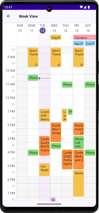 DevExpress Scheduler for MAUI - Customize week view