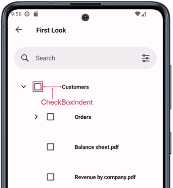 DevExpress Tree View for MAUI - Checkbox Indent