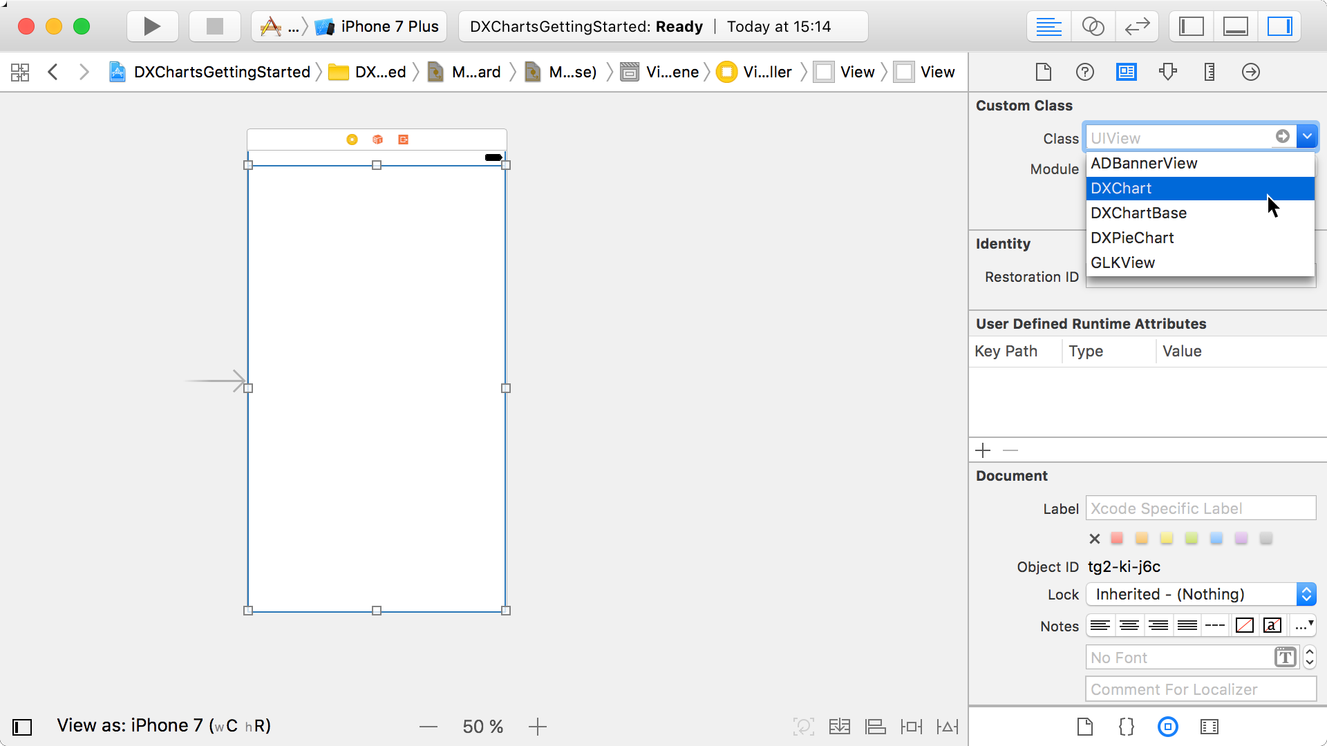 Specify the type of the view