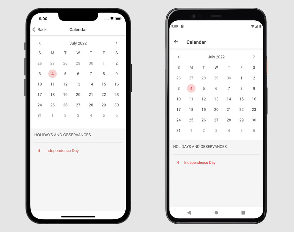 DevExpress Calendar for Xamarin.Forms