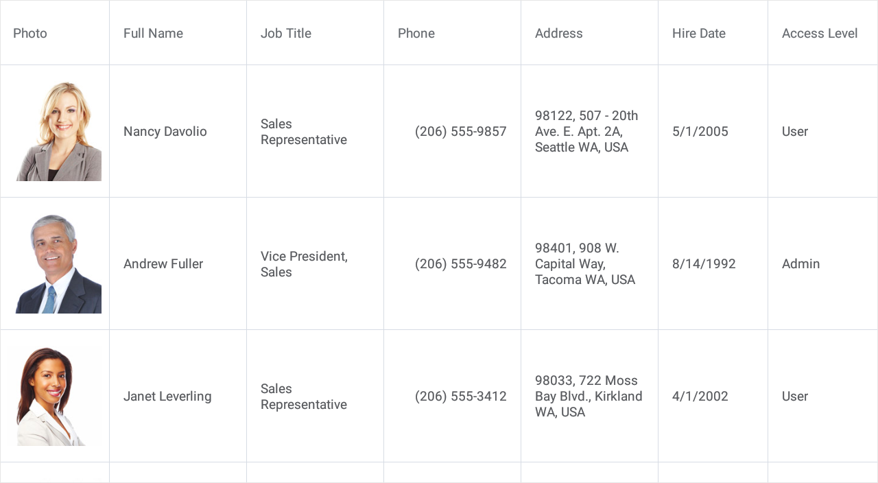 Data Grid View Sample