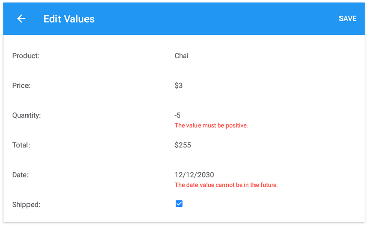 Edit Form Validation