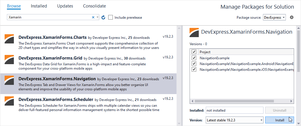 Install NuGet Package - Visual Studio