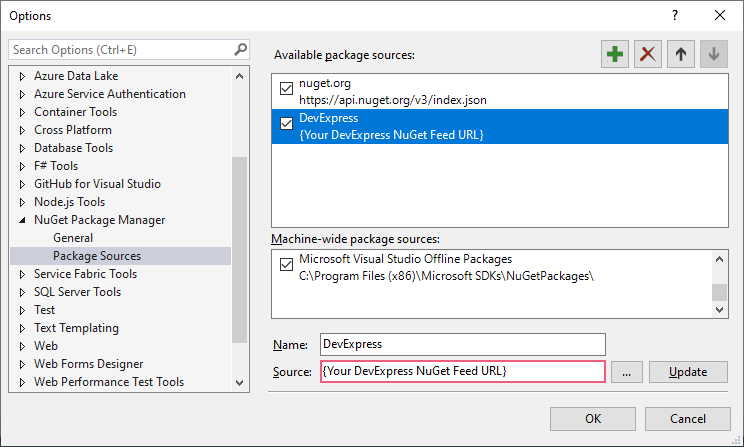 Register NuGet Feed - Visual Studio