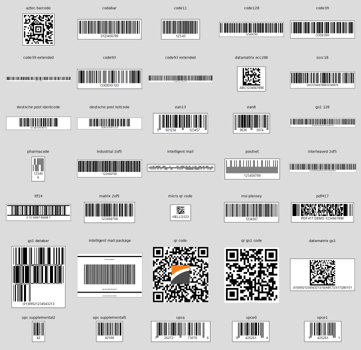 DevExpress Barcode Generator - Supported Barcode Types