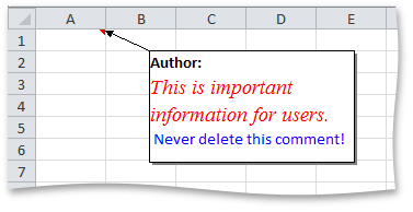 simple note opened in excel