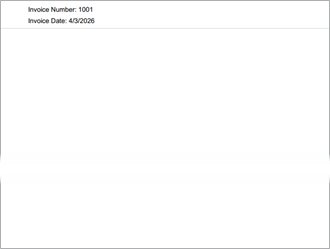 PDF page with form template header displaying company name, invoice date, invoice number, and a gray separator line