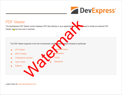 DevExpress PDF Document API - Add Watermarks