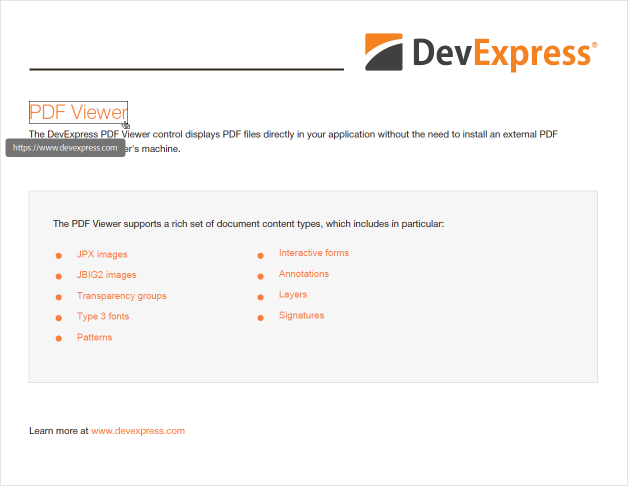 DevExpress PDF Document API - Wrap a Text with a Link Annotations