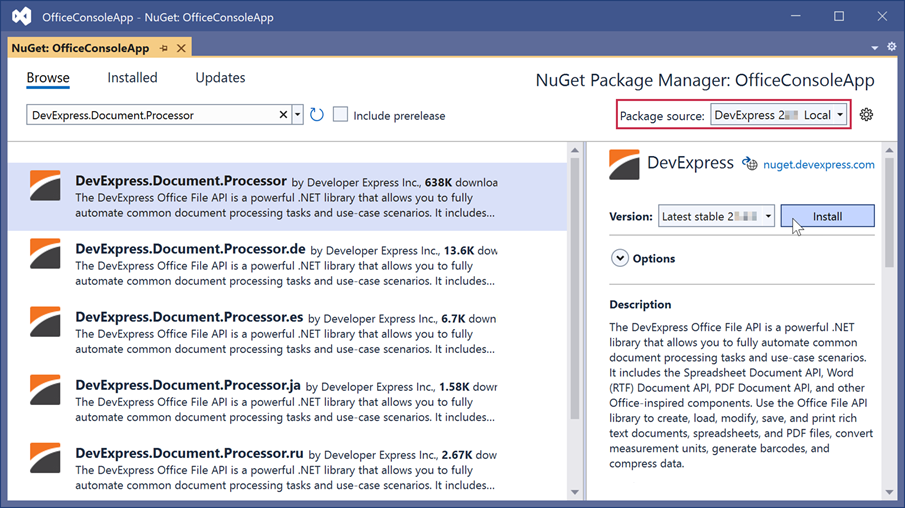 NuGet_Package_Manager_DevExpress_Local