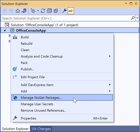 Manage NuGet Packages in Visual Studio
