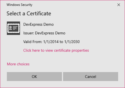 certificate dialog