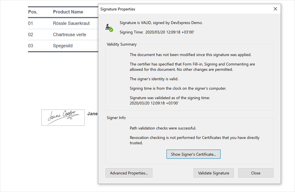 Sign PDF Documents | Office File API | DevExpress Documentation