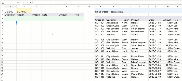xlookup function in excel document