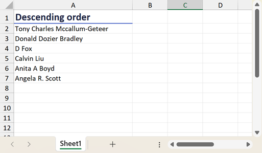 sort data descending order