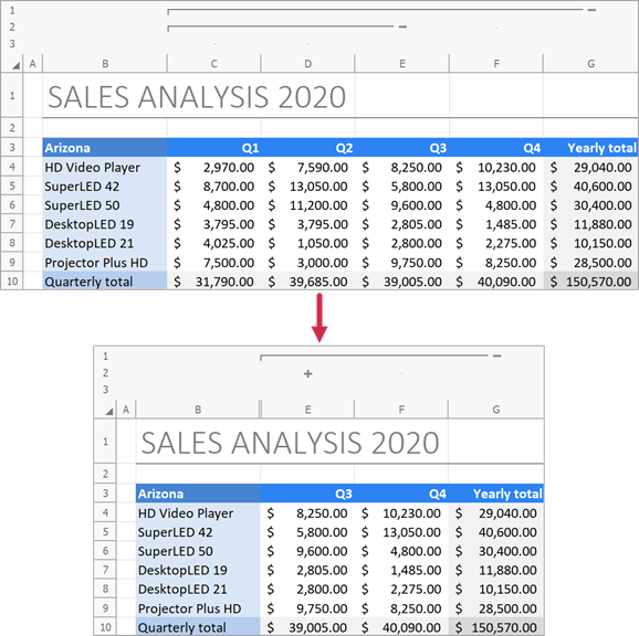 Collapse column groups