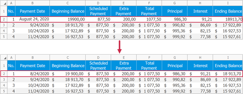 Copy a date display format