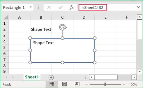Link shape text to cell content