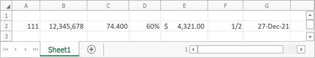 Spreadsheet number formats